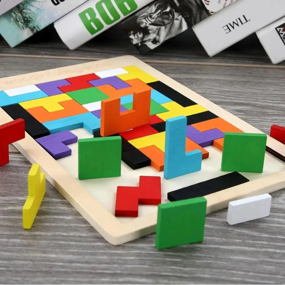 Colorful Wooden Tangram Brain Teaser Puzzle Toys Tetris Game Preschool Imagination Intellectual Educational Kid Toy - SJB-DIAMOND ELITES