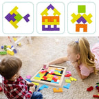 Colorful Wooden Tangram Brain Teaser Puzzle Toys Tetris Game Preschool Imagination Intellectual Educational Kid Toy - SJB-DIAMOND ELITES