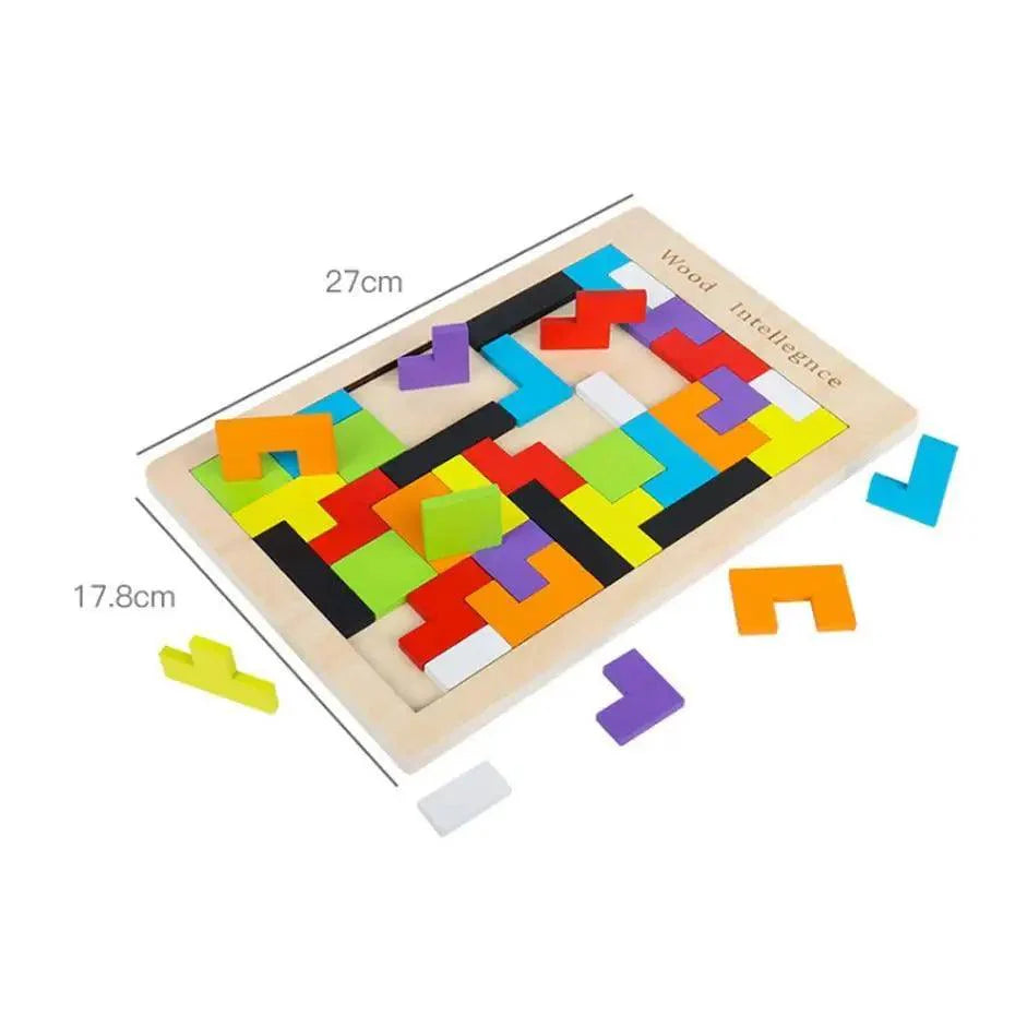 Colorful Wooden Tangram Brain Teaser Puzzle Toys Tetris Game Preschool Imagination Intellectual Educational Kid Toy - SJB-DIAMOND ELITES