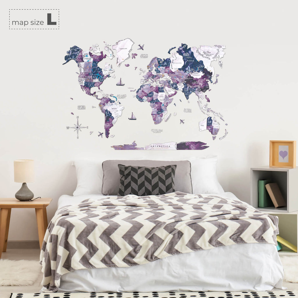 3D Wooden World Map Milky Way Enjoy The Wood