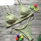 Colors Solid Bikini Set Push Up Swimwear Two Piece Swimsuit Swimwear Halter String Triangle Bikini Sets Women Swimsuit Low Waist Halter Two Pieces Bathing Suit
