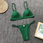 Colors Solid Bikini Set Push Up Swimwear Two Piece Swimsuit Swimwear Halter String Triangle Bikini Sets Women Swimsuit Low Waist Halter Two Pieces Bathing Suit