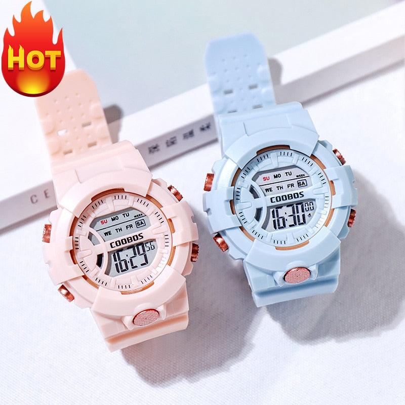 Colour Girls Watches Minimalist Fashion Stylish Waterproof Digital Children Watch Kids Digital Watches For Girls Boys Waterproof Multi-Functional Wristwatches For Children Stevvex
