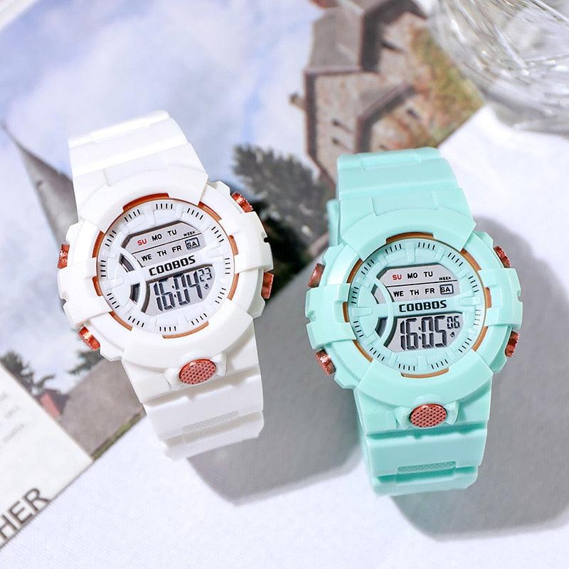 Colour Girls Watches Minimalist Fashion Stylish Waterproof Digital Children Watch Kids Digital Watches For Girls Boys Waterproof Multi-Functional Wristwatches For Children Stevvex