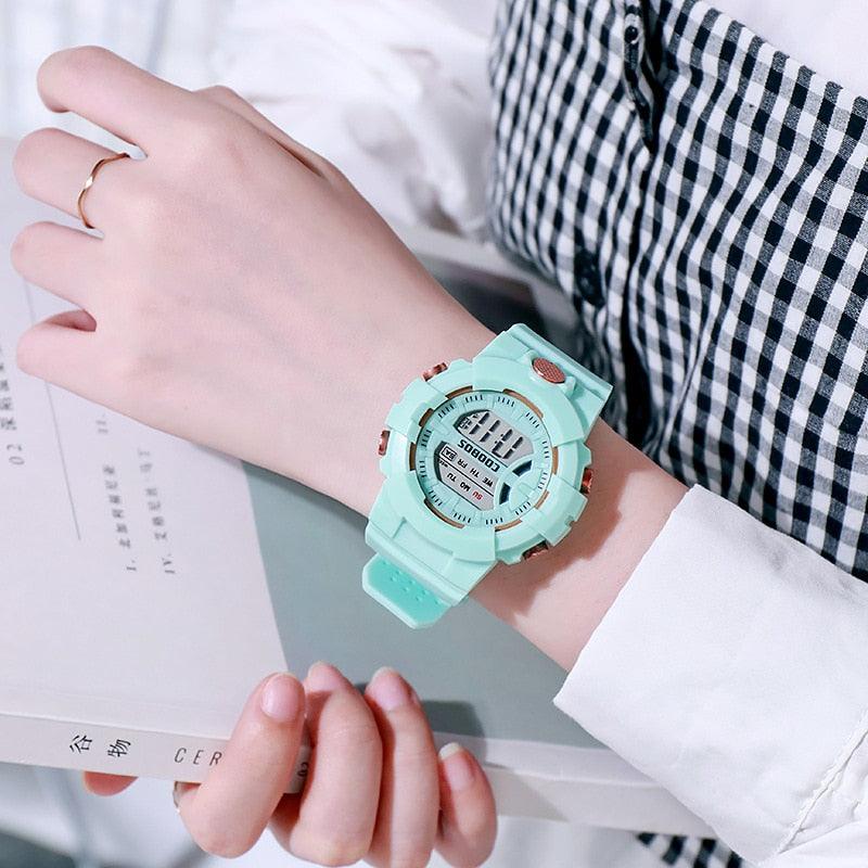 Colour Girls Watches Minimalist Fashion Stylish Waterproof Digital Children Watch Kids Digital Watches For Girls Boys Waterproof Multi-Functional Wristwatches For Children Stevvex
