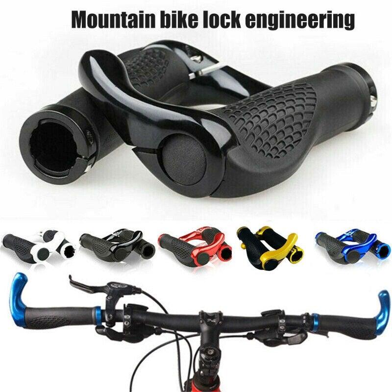 Comfortable Bicycle Handlebar End Cap Bike Rubber Anti-Skid Handle Bar Grip Cycling Lock-On Ends Ergonomics Non-Slip Mountain Bike Handlebar Comfortable Shock Absorption Rubber Grips Stevvex