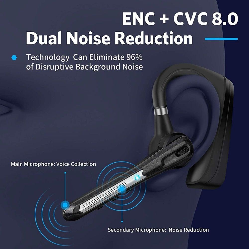 Comfortable Bluetooth Earpiece Wireless Earphone Bluetooth 5.0 Handsfree Earpiece Noise Cancelling HiFi Headset With Dual HD Mic For All Smart Phones Ear Wireless Bluetooth Sport Lightweight Headphones With Case Standby Time For Business Workout Driving Stevvex
