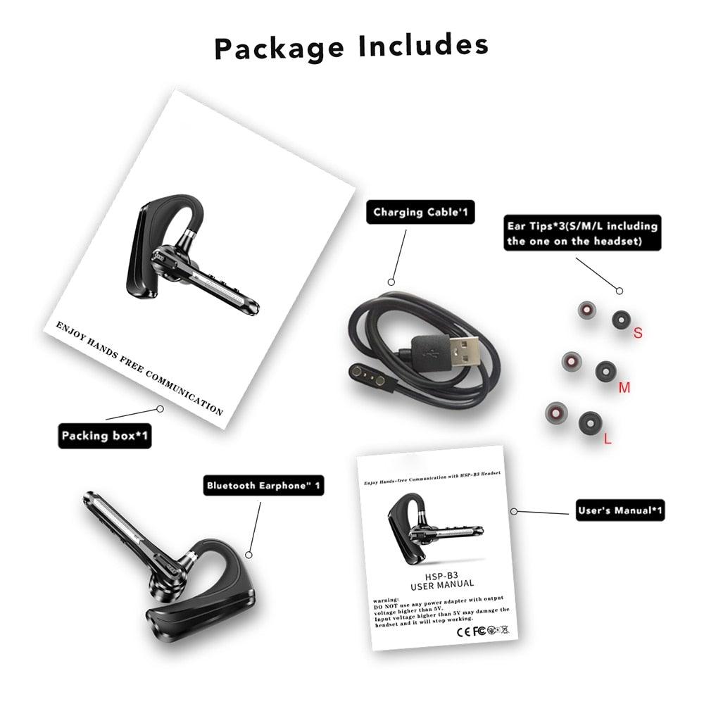 Comfortable Bluetooth Earpiece Wireless Earphone Bluetooth 5.0 Handsfree Earpiece Noise Cancelling HiFi Headset With Dual HD Mic For All Smart Phones Ear Wireless Bluetooth Sport Lightweight Headphones With Case Standby Time For Business Workout Driving Stevvex