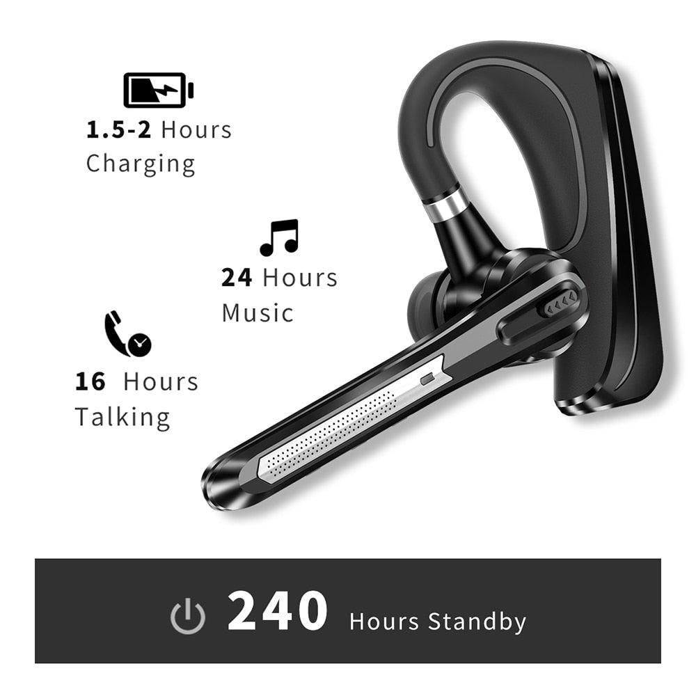 Comfortable Bluetooth Earpiece Wireless Earphone Bluetooth 5.0 Handsfree Earpiece Noise Cancelling HiFi Headset With Dual HD Mic For All Smart Phones Ear Wireless Bluetooth Sport Lightweight Headphones With Case Standby Time For Business Workout Driving Stevvex