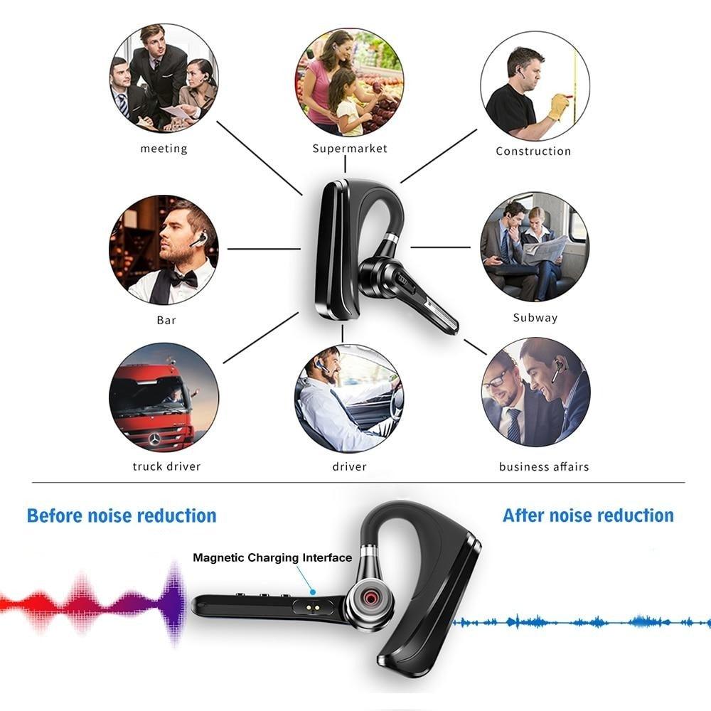 Comfortable Bluetooth Earpiece Wireless Earphone Bluetooth 5.0 Handsfree Earpiece Noise Cancelling HiFi Headset With Dual HD Mic For All Smart Phones Ear Wireless Bluetooth Sport Lightweight Headphones With Case Standby Time For Business Workout Driving Stevvex