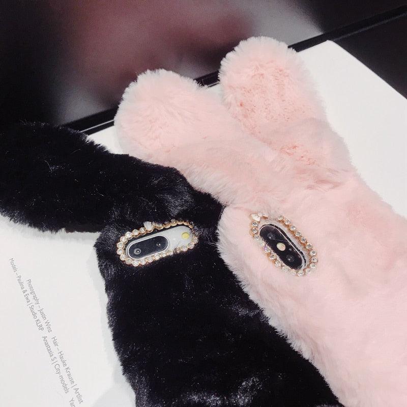 Comfortable Bunny Funny Women Phone Cover For iPhone 12 mini 11 Pro Max Hairy Cute Rabbit Animal Case For iPhone XS MAX XR Soft Lightweight Phone Cover Girl Gifts Stevvex