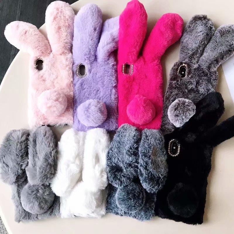 Comfortable Bunny Funny Women Phone Cover For iPhone 12 mini 11 Pro Max Hairy Cute Rabbit Animal Case For iPhone XS MAX XR Soft Lightweight Phone Cover Girl Gifts Stevvex