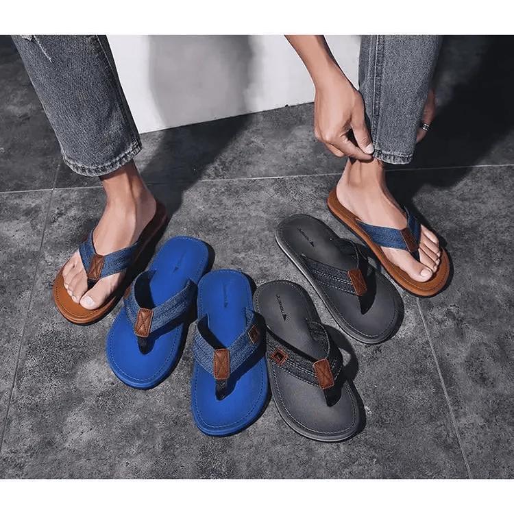 Comfortable Casual Summer Flip- Flops Men Beach Slippers Sandals Simple Luxury Design Indoor Non-Slip Black Flip Flops Stevvex