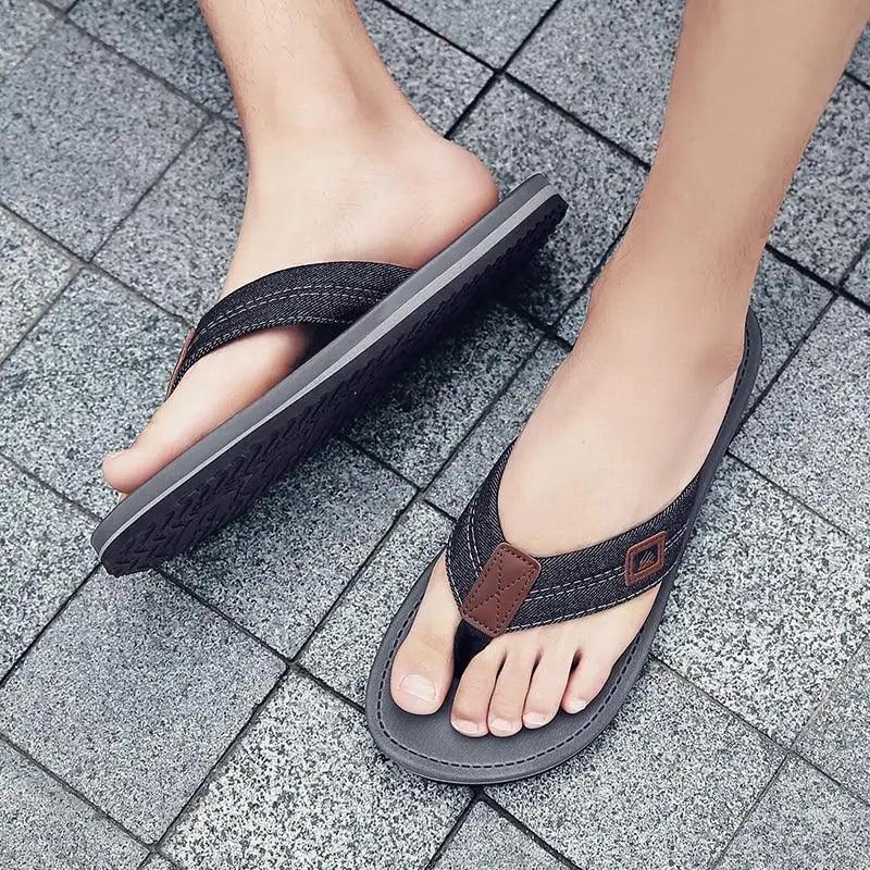 Comfortable Casual Summer Flip- Flops Men Beach Slippers Sandals Simple Luxury Design Indoor Non-Slip Black Flip Flops Stevvex