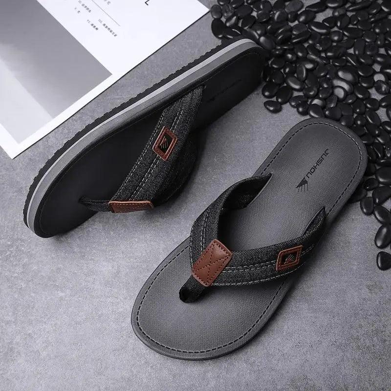 Comfortable Casual Summer Flip- Flops Men Beach Slippers Sandals Simple Luxury Design Indoor Non-Slip Black Flip Flops Stevvex