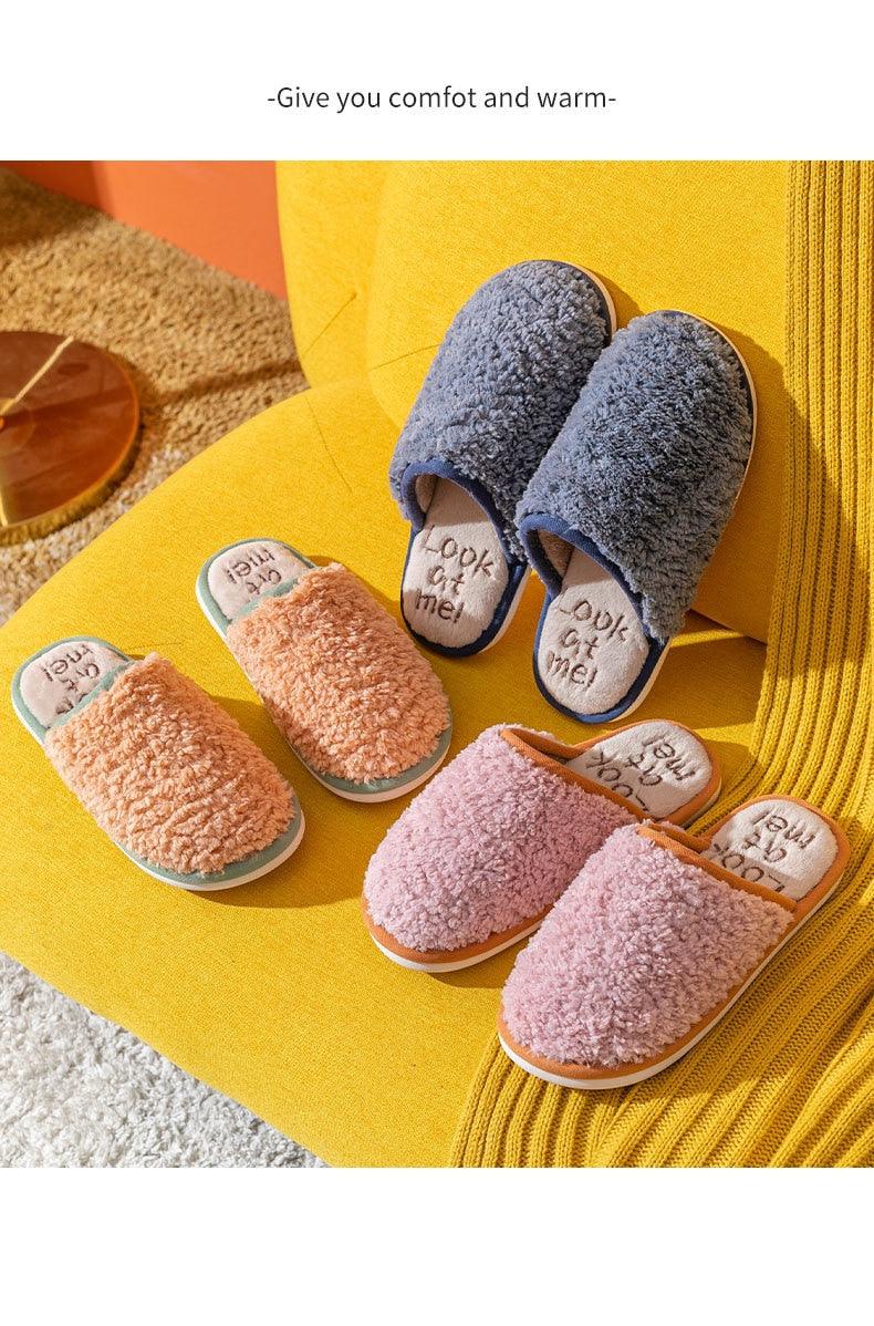 Comfortable Cotton Slippers Home Women Winter Indoor Non-Slip Warmth Shoes Couple Plush Slippers Unisex Men's And Women's House Slippers Indoor Memory Foam Cotton Slippers Stevvex