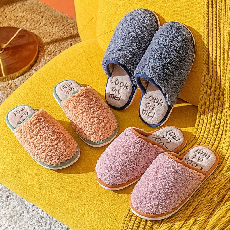 Comfortable Cotton Slippers Home Women Winter Indoor Non-Slip Warmth Shoes Couple Plush Slippers Unisex Men's And Women's House Slippers Indoor Memory Foam Cotton Slippers Stevvex