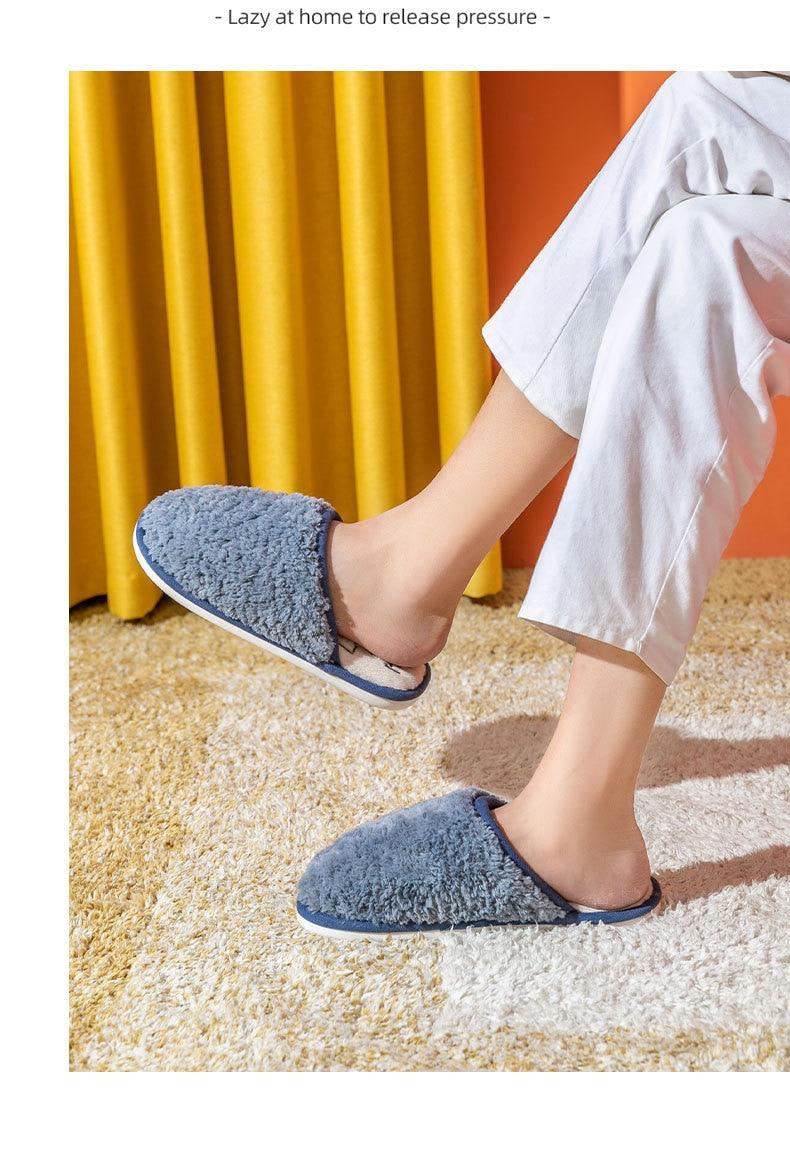 Comfortable Cotton Slippers Home Women Winter Indoor Non-Slip Warmth Shoes Couple Plush Slippers Unisex Men's And Women's House Slippers Indoor Memory Foam Cotton Slippers Stevvex