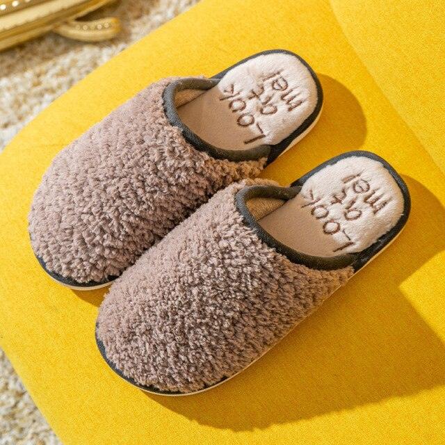 Comfortable Cotton Slippers Home Women Winter Indoor Non-Slip Warmth Shoes Couple Plush Slippers Unisex Men's And Women's House Slippers Indoor Memory Foam Cotton Slippers Stevvex