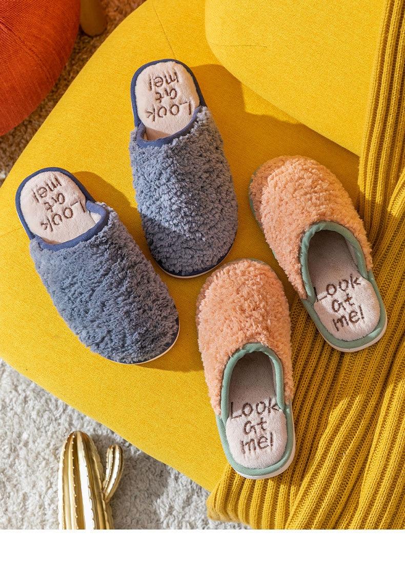 Comfortable Cotton Slippers Home Women Winter Indoor Non-Slip Warmth Shoes Couple Plush Slippers Unisex Men's And Women's House Slippers Indoor Memory Foam Cotton Slippers Stevvex