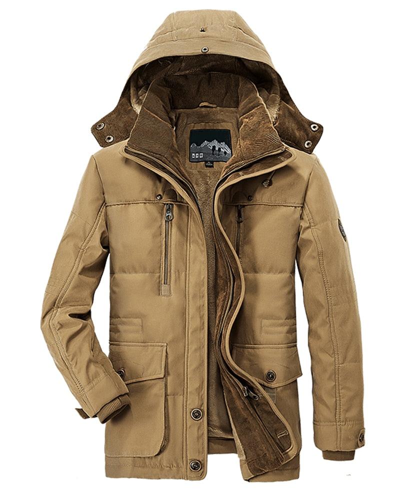 Comfortable Dark Blue Men's Casual Jacket Fashion Winter Male Thick Overcoat Stylish New Design Hooded Jacket Warm Winter Jacket For Men Soft Cotton Jackets Winter Snow Warm Jackets With Hood Stevvex