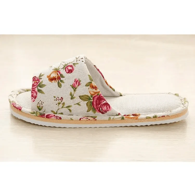 Comfortable Elegant Flower Design Indoor Soft Slipper Spring Autumn Lightweight Flip Flops For Women Classic Bedroom Slippers Ladies Foldable Flip Flops Stevvex