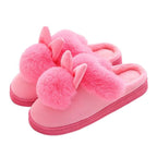 Comfortable Fashion Autumn Winter Cotton Slippers Rabbit Ear Home Indoor Slippers Winter Warm Shoes Womens Cute Plush Slippers Warm Indoor Slippers For Women Fleece Plush Bedroom Winter Boots Stevvex