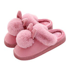 Comfortable Fashion Autumn Winter Cotton Slippers Rabbit Ear Home Indoor Slippers Winter Warm Shoes Womens Cute Plush Slippers Warm Indoor Slippers For Women Fleece Plush Bedroom Winter Boots Stevvex