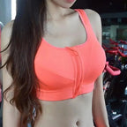 Comfortable High Quality Women's Zipper Sports Bras Plus Size 2XL Wirefree Padded Push Up Tops Lady Girls Breathable Fitness Run Gym Yoga Vest Stevvex