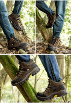 Comfortable Outdoor Waterproof Hiking Boots Men's Spring And Autumn Hiking Wear-Resistant Mountain Sports Boots Hunting Shoes High Waterproof Hiking Boots Outdoor Lightweight Mens Shoes Stevvex