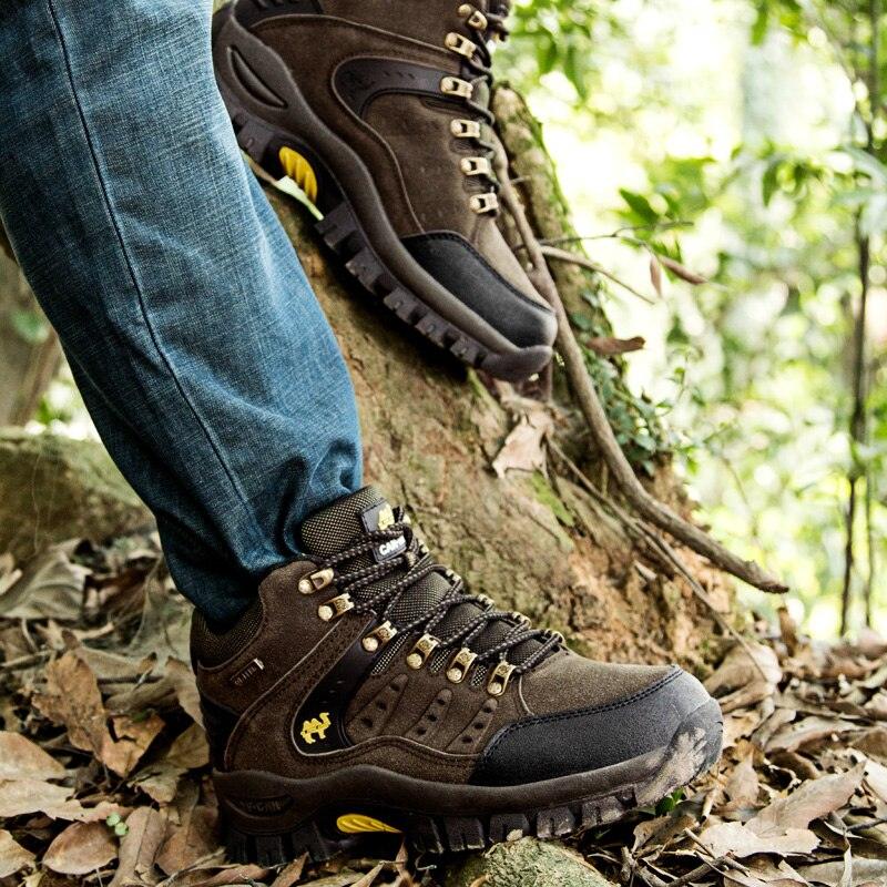 Comfortable Outdoor Waterproof Hiking Boots Men's Spring And Autumn Hiking Wear-Resistant Mountain Sports Boots Hunting Shoes High Waterproof Hiking Boots Outdoor Lightweight Mens Shoes Stevvex