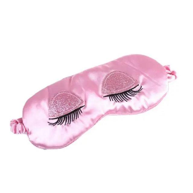 Comfortable Pink Silk Elegant Sleeping Mask Long Eyelash Sleeping Eye Mask Soft Sleeping Mask With Elastic Strap Breathable Lightweight Blindfold For Women Eye Cover Eyeshade With Luxury Bag Stevvex