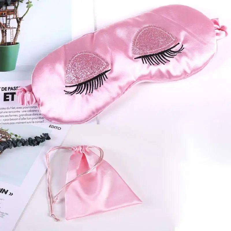 Comfortable Pink Silk Elegant Sleeping Mask Long Eyelash Sleeping Eye Mask Soft Sleeping Mask With Elastic Strap Breathable Lightweight Blindfold For Women Eye Cover Eyeshade With Luxury Bag Stevvex
