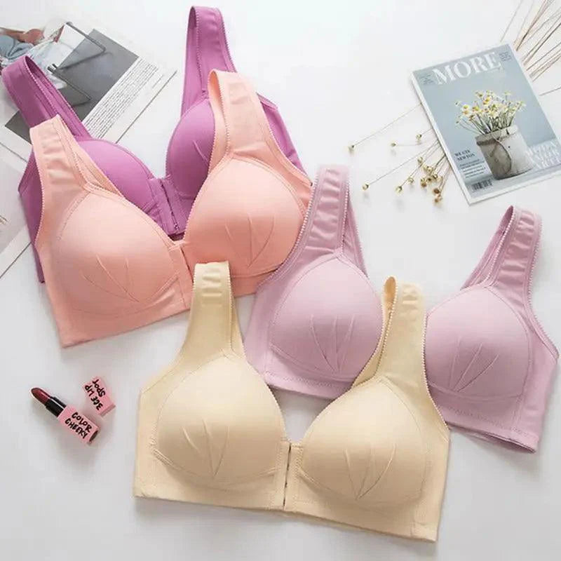 Comfortable Seamless Bra For Women Fashion Push Up Bras Wire Free Lingerie Full Cup Bralette Cotton Underwear Brassiere Front Closure Stevvex