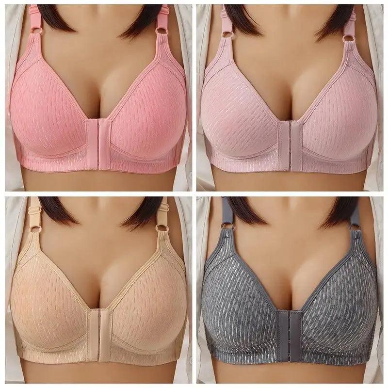 Comfortable Seamless Bra For Women Fashion Push Up Bras Wire Free Lingerie Full Cup Bralette Cotton Underwear Brassiere Front Closure Stevvex