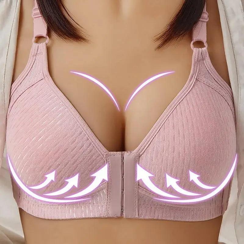 Comfortable Seamless Bra For Women Fashion Push Up Bras Wire Free Lingerie Full Cup Bralette Cotton Underwear Brassiere Front Closure Stevvex