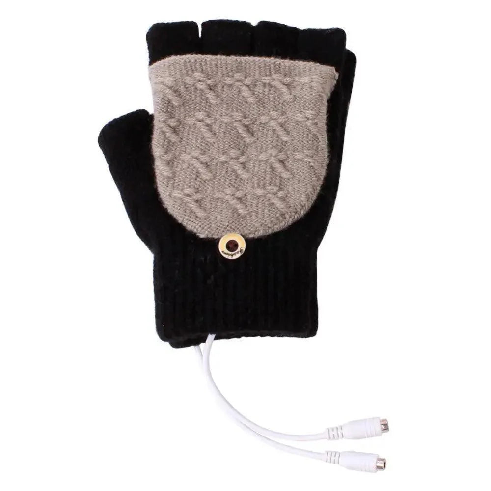 Comfortable Warm USB Heating Winter Gloves Hand Warmers Fingerless Mittens Hand Laptop Half Electric Heating Gloves Soft Hands Warmer Stevvex
