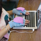 Comfortable Warm USB Heating Winter Gloves Hand Warmers Fingerless Mittens Hand Laptop Half Electric Heating Gloves Soft Hands Warmer Stevvex
