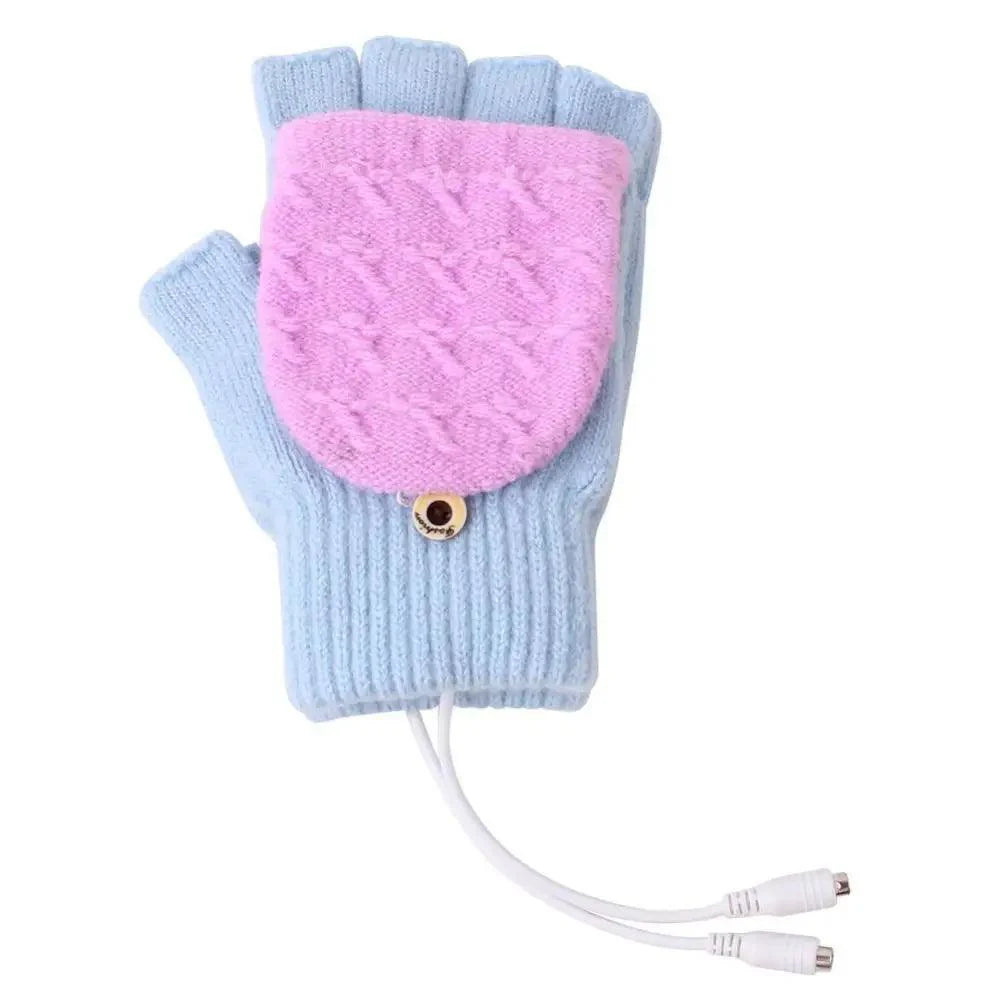 Comfortable Warm USB Heating Winter Gloves Hand Warmers Fingerless Mittens Hand Laptop Half Electric Heating Gloves Soft Hands Warmer Stevvex
