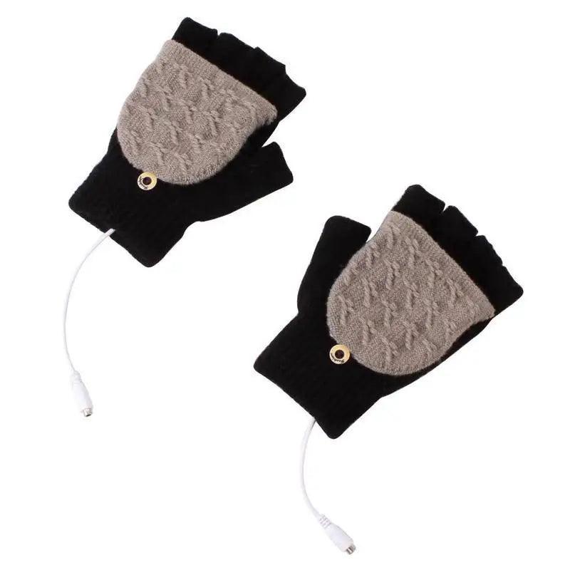 Comfortable Warm USB Heating Winter Gloves Hand Warmers Fingerless Mittens Hand Laptop Half Electric Heating Gloves Soft Hands Warmer Stevvex