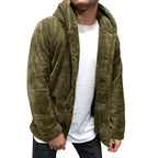 Comfortable Winter Unisex Jacket Fluffy Thick Warm Jacket Long Sleeve Hooded Coat Soft Coat Jacket Warm Casual Button Jacket Elegant Modern Autumn Plush Buttons Closure Thick Men Coat For Outdoor Stevvex