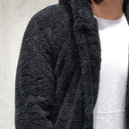 Comfortable Winter Unisex Jacket Fluffy Thick Warm Jacket Long Sleeve Hooded Coat Soft Coat Jacket Warm Casual Button Jacket Elegant Modern Autumn Plush Buttons Closure Thick Men Coat For Outdoor Stevvex