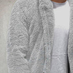 Comfortable Winter Unisex Jacket Fluffy Thick Warm Jacket Long Sleeve Hooded Coat Soft Coat Jacket Warm Casual Button Jacket Elegant Modern Autumn Plush Buttons Closure Thick Men Coat For Outdoor Stevvex