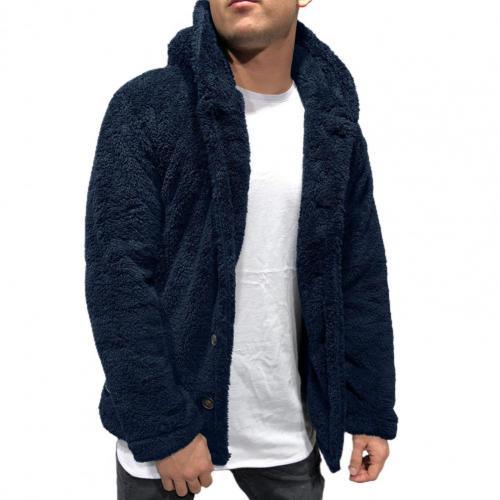 Comfortable Winter Unisex Jacket Fluffy Thick Warm Jacket Long Sleeve Hooded Coat Soft Coat Jacket Warm Casual Button Jacket Elegant Modern Autumn Plush Buttons Closure Thick Men Coat For Outdoor Stevvex