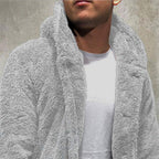 Comfortable Winter Unisex Jacket Fluffy Thick Warm Jacket Long Sleeve Hooded Coat Soft Coat Jacket Warm Casual Button Jacket Elegant Modern Autumn Plush Buttons Closure Thick Men Coat For Outdoor Stevvex