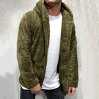 Comfortable Winter Unisex Jacket Fluffy Thick Warm Jacket Long Sleeve Hooded Coat Soft Coat Jacket Warm Casual Button Jacket Elegant Modern Autumn Plush Buttons Closure Thick Men Coat For Outdoor Stevvex