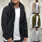 Comfortable Winter Unisex Jacket Fluffy Thick Warm Jacket Long Sleeve Hooded Coat Soft Coat Jacket Warm Casual Button Jacket Elegant Modern Autumn Plush Buttons Closure Thick Men Coat For Outdoor Stevvex