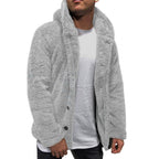 Comfortable Winter Unisex Jacket Fluffy Thick Warm Jacket Long Sleeve Hooded Coat Soft Coat Jacket Warm Casual Button Jacket Elegant Modern Autumn Plush Buttons Closure Thick Men Coat For Outdoor Stevvex