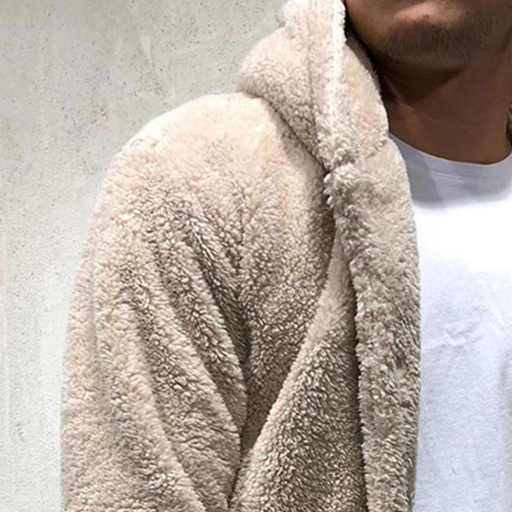 Comfortable Winter Unisex Jacket Fluffy Thick Warm Jacket Long Sleeve Hooded Coat Soft Coat Jacket Warm Casual Button Jacket Elegant Modern Autumn Plush Buttons Closure Thick Men Coat For Outdoor Stevvex