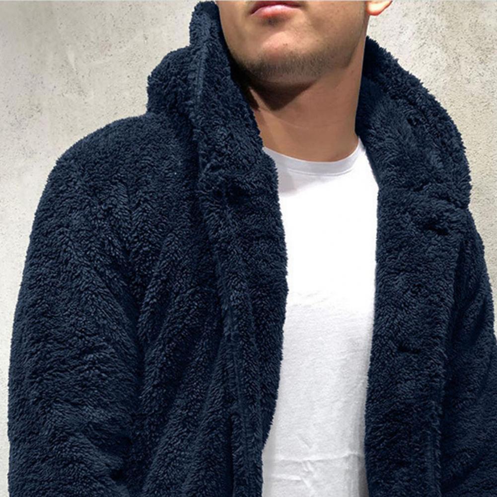 Comfortable Winter Unisex Jacket Fluffy Thick Warm Jacket Long Sleeve Hooded Coat Soft Coat Jacket Warm Casual Button Jacket Elegant Modern Autumn Plush Buttons Closure Thick Men Coat For Outdoor Stevvex